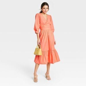 A New Day Women's Tiered A-line Coral Midi Skirt